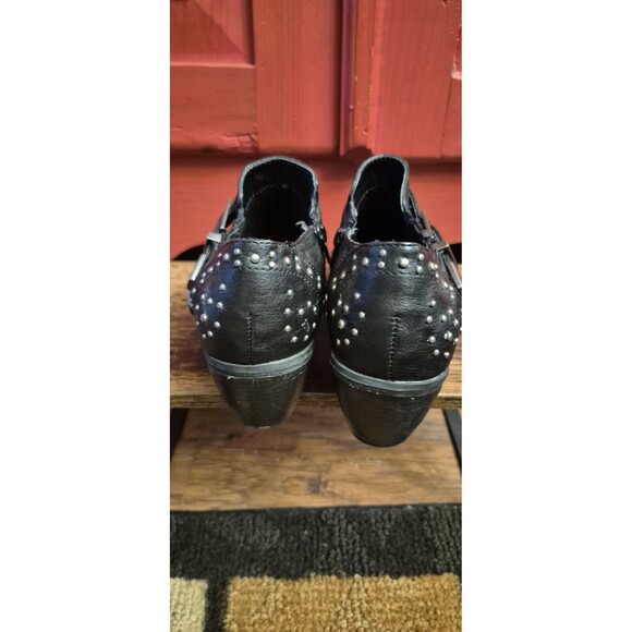 Ruff Hewn Size 10 Black Rivet Booties Punk Biker Western Boots Double Buckle EUC - Picture 5 of 6